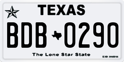 TX license plate BDB0290