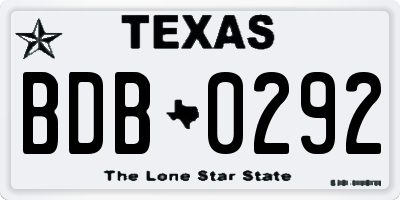 TX license plate BDB0292