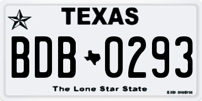 TX license plate BDB0293