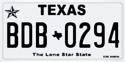 TX license plate BDB0294