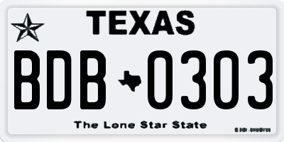 TX license plate BDB0303