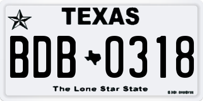 TX license plate BDB0318