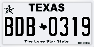 TX license plate BDB0319
