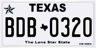TX license plate BDB0320