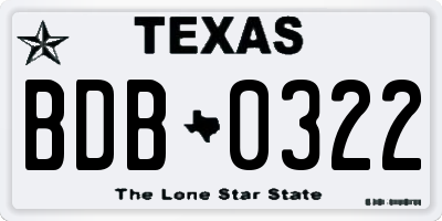 TX license plate BDB0322