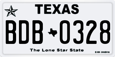 TX license plate BDB0328