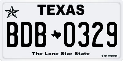 TX license plate BDB0329
