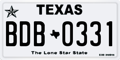 TX license plate BDB0331