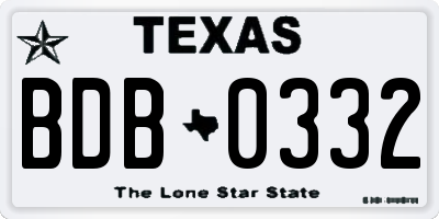 TX license plate BDB0332