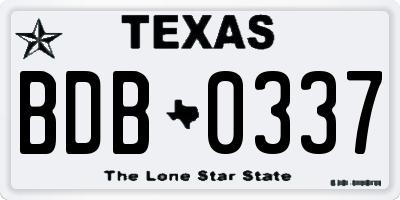 TX license plate BDB0337