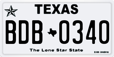 TX license plate BDB0340