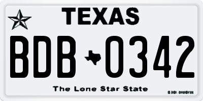 TX license plate BDB0342