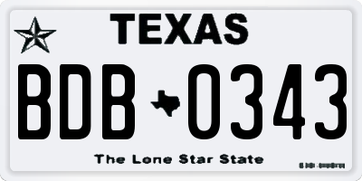 TX license plate BDB0343