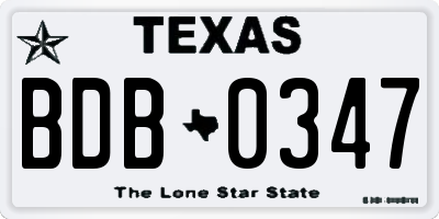 TX license plate BDB0347