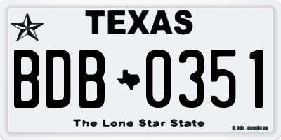 TX license plate BDB0351