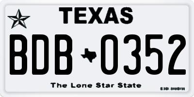 TX license plate BDB0352