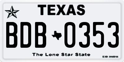 TX license plate BDB0353