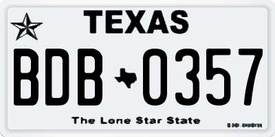 TX license plate BDB0357
