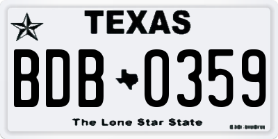 TX license plate BDB0359