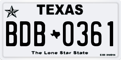 TX license plate BDB0361