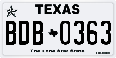 TX license plate BDB0363