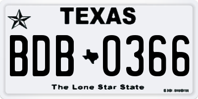 TX license plate BDB0366