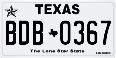 TX license plate BDB0367