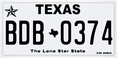 TX license plate BDB0374