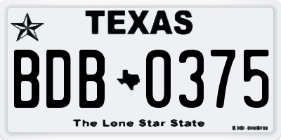 TX license plate BDB0375