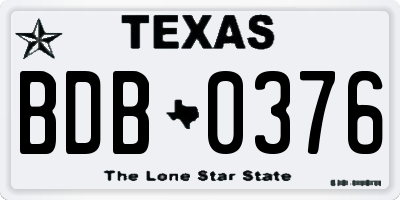TX license plate BDB0376