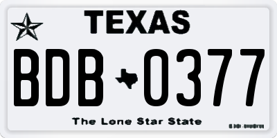 TX license plate BDB0377