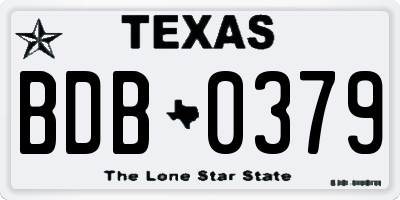 TX license plate BDB0379