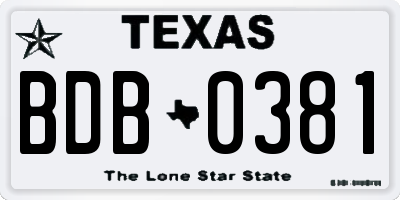 TX license plate BDB0381