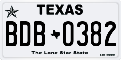TX license plate BDB0382