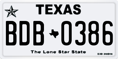 TX license plate BDB0386