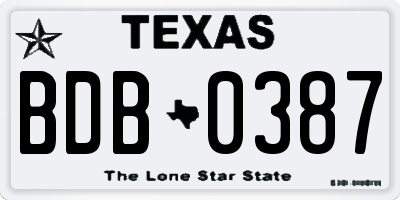 TX license plate BDB0387