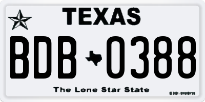 TX license plate BDB0388
