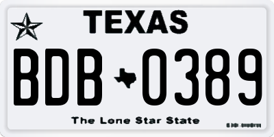 TX license plate BDB0389