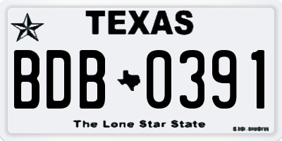 TX license plate BDB0391
