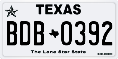 TX license plate BDB0392