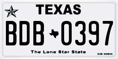 TX license plate BDB0397
