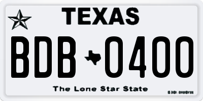 TX license plate BDB0400