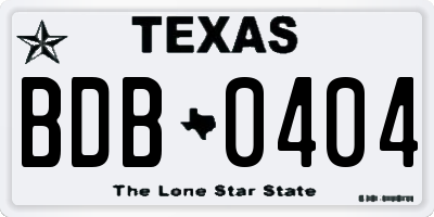 TX license plate BDB0404