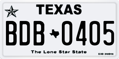 TX license plate BDB0405