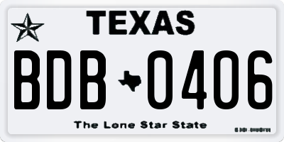 TX license plate BDB0406