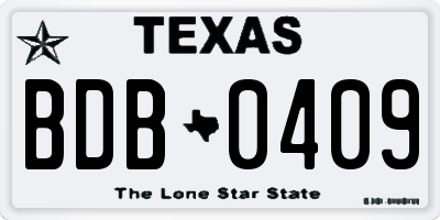 TX license plate BDB0409