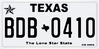 TX license plate BDB0410