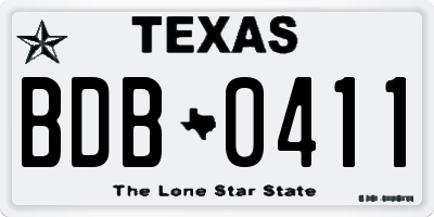 TX license plate BDB0411