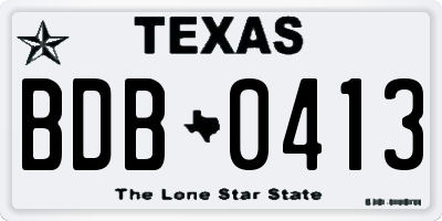 TX license plate BDB0413
