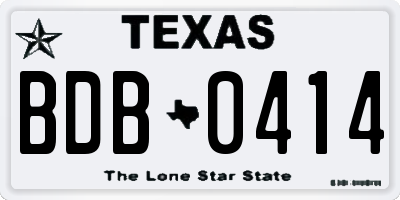 TX license plate BDB0414